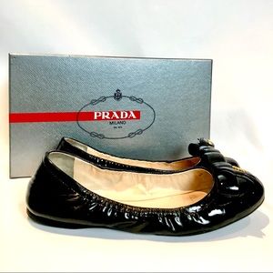 Prada ballet flat shoes vernice soft nero 58